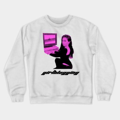 Kali Uchis On The Computer Y2K Girlblogger Crewneck Sweatshirt Official Haikyuu Merch