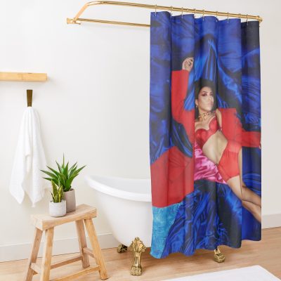 Blushing Blue Cloth Background Shower-curtain Official Kali Uchis Merch