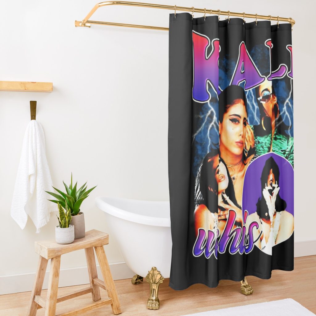 Vintage Retro Kali Gold Uchis Gifts Men Shower-curtain Official Kali Uchis Merch